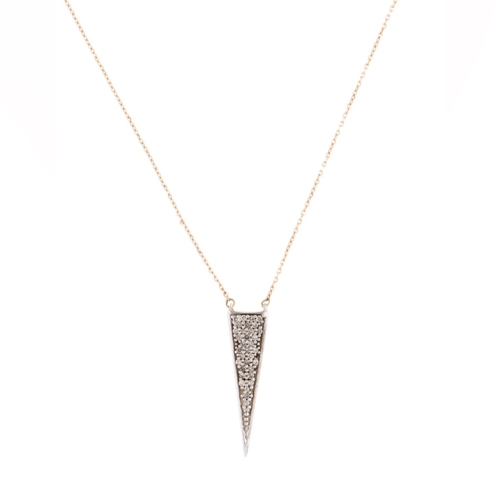 ADINA REYTER 14k gold Long Solid Pavé Triangle Pendant Necklace